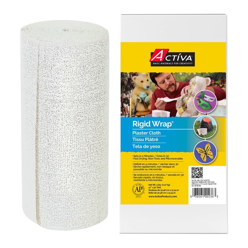 Activa Rigid Wrap Plaster of Paris Cloth Bulk Pack, 12-in x 50-ft | Ideal Sculpting Medium for Arts & Crafts - Image 1